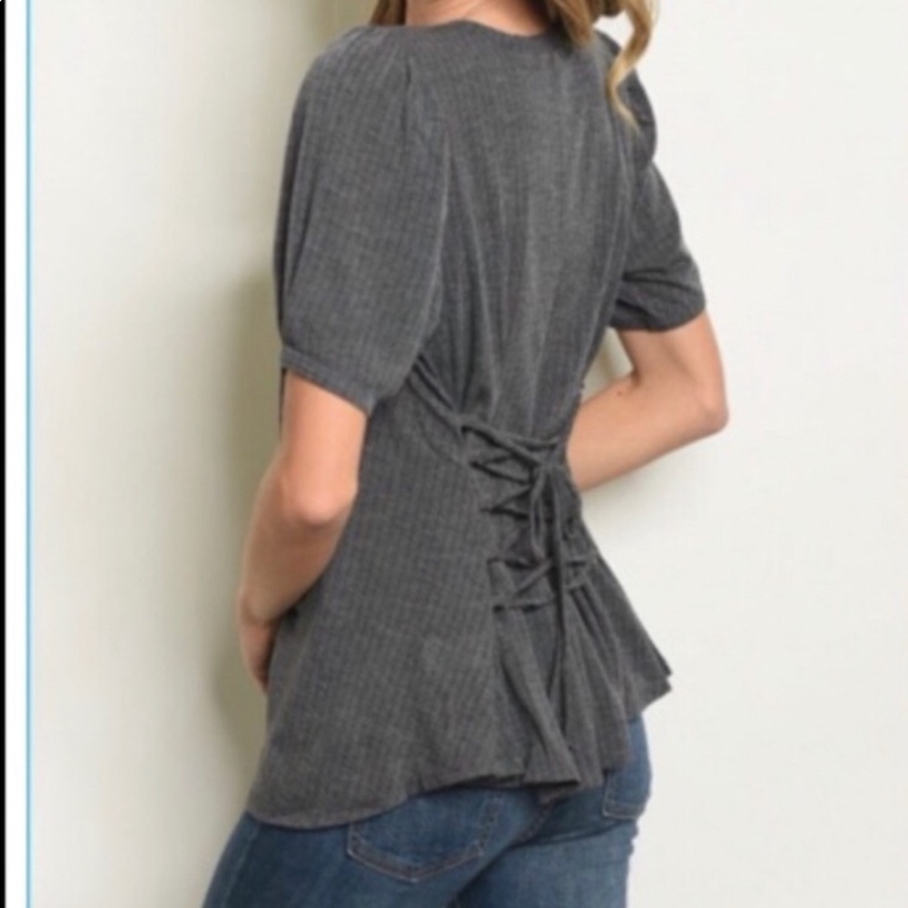 Gray Tie back top